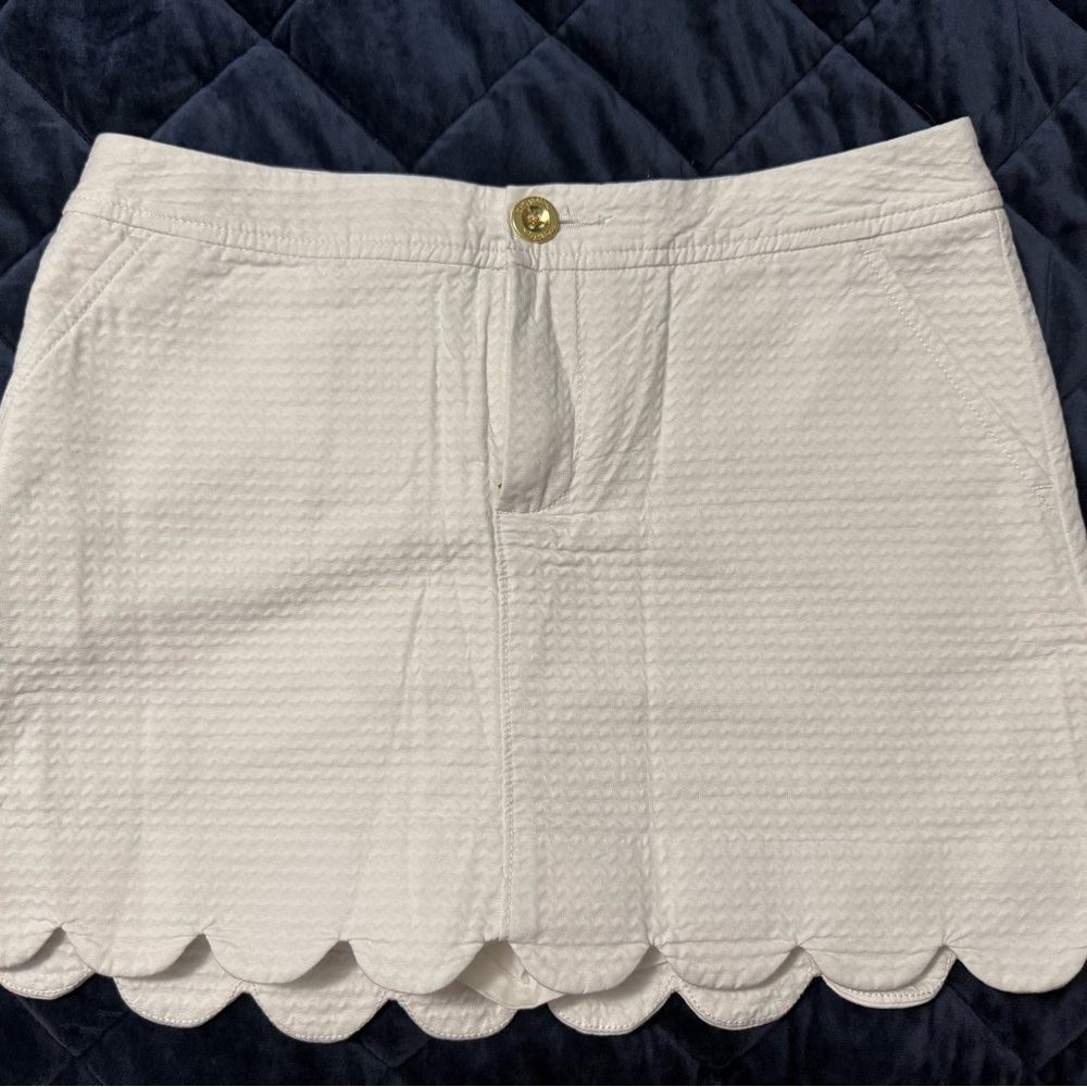 Elegant White Scalloped Skirt